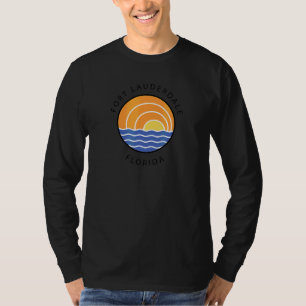 Retro Colourful Sunset Fort Lauderdale Florida Oce T-Shirt