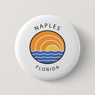 Retro Colourful Sunset Naples Florida Ocean Palm T 6 Cm Round Badge