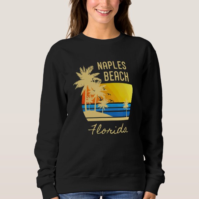 Retro Colourful Sunset Naples Florida Palm Tree  A Sweatshirt (Front)