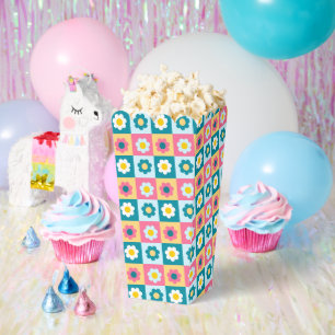 Retro Colourful Trendy Flowers Pattern Birthday pa Favour Box