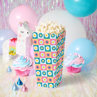 Retro Colourful Trendy Flowers Pattern Birthday pa Favour Box