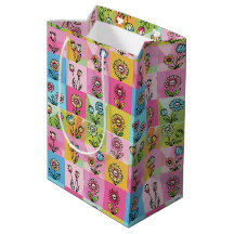 Retro Colourful trendy Flowers pattern Birthday pa