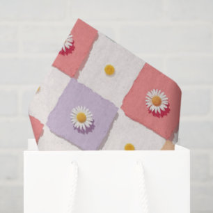 Retro Colourful trendy Flowers pattern Birthday pa Tissue Paper