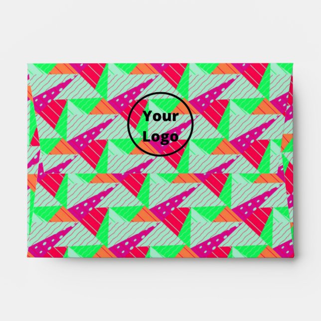 Retro colourful triiangles pattern envelope (Back (Top Flap))