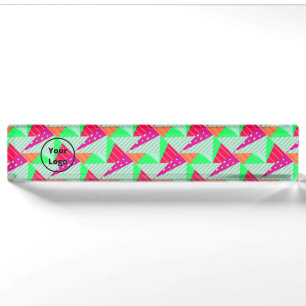 Retro colourful triiangles pattern nameplate