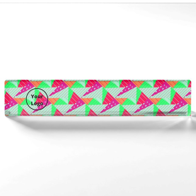 Retro colourful triiangles pattern nameplate (Front)