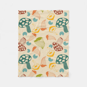Retro Colourful Vintage Mushroom  Fleece Blanket