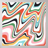 Retro Colourful Wavy Lines Modern Design