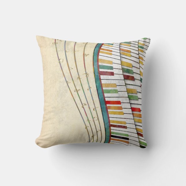 Retro Colourful Wavy Piano  Cushion (Front)