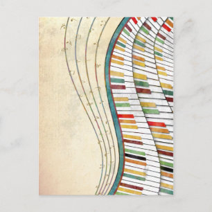 Retro Colourful Wavy Piano  Postcard