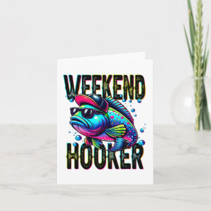 Retro Colourful Weekend Funny Fishing 1 Card