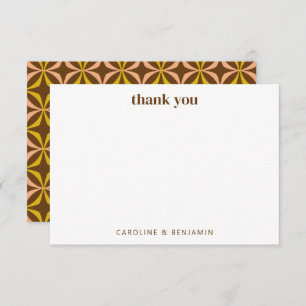 Retro Colourful Yellow Geometric Modern Wedding Thank You Card