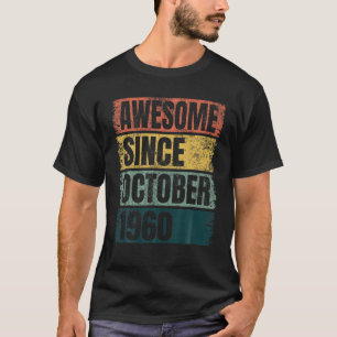 Retro Colours 60th Birthday Gift Awesome Since Oct T-Shirt
