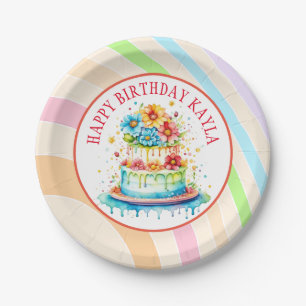 Retro Colours and Birthday Party Paper Plate