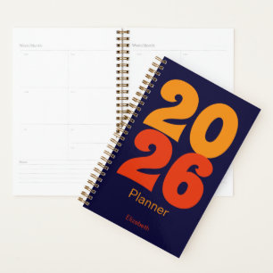 Retro Colours Blue and Orange Name 2025 Planner