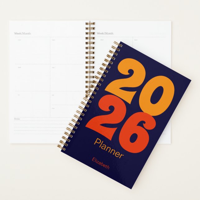 Retro Colours Blue and Orange Name 2025 Planner (Display)