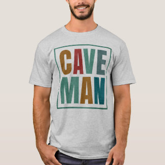 Retro Colours Cave Man Caver Climbing Lover T-Shirt