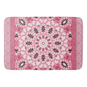 Retro colours circle mandala pink colours round ka bath mat