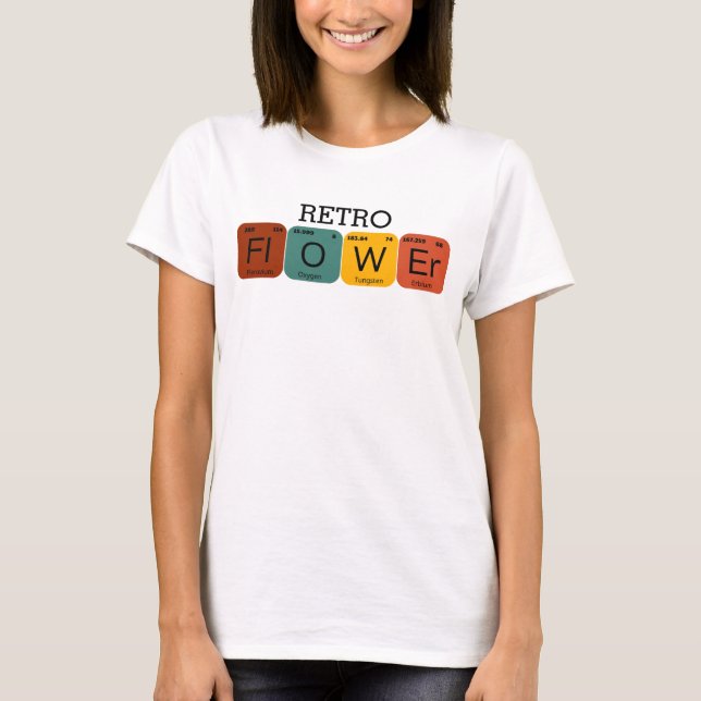 Retro Colours Flower Periodic Table T-Shirt (Front)