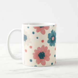 Retro Colours Flowers Boho Floral Vintage Style Coffee Mug