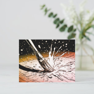 Retro Colours Graphic Style Brush Paint Splotch Postcard