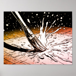 Retro Colours Graphic Style Brush Paint Splotch Poster