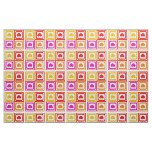 Retro Colours Hearts Pattern Fabric