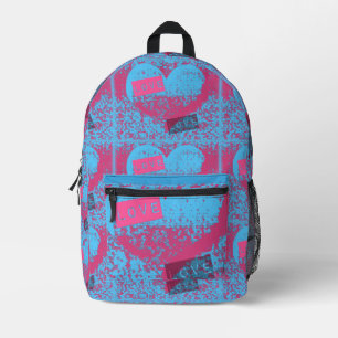 Retro Colours Love Heart Pattern Printed Backpack
