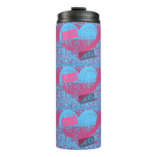 Retro Colours Love Heart Pattern Thermal Tumbler