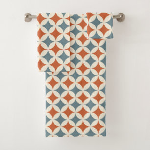 Retro Colours Mid Century Modern Circles Bath Towel Set