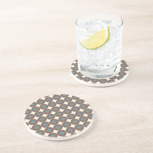 Retro Colours Mid Century Modern Circles Coaster (Side)