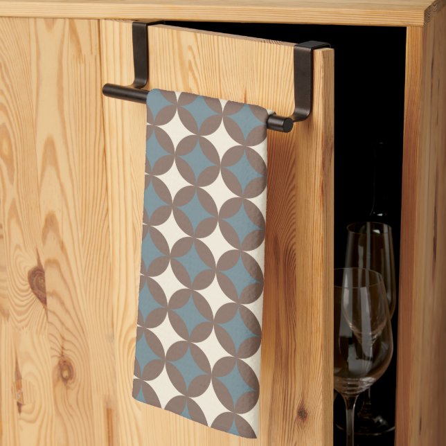 Retro Colours Mid Century Modern Circles Tea Towel (Thirds Fold)