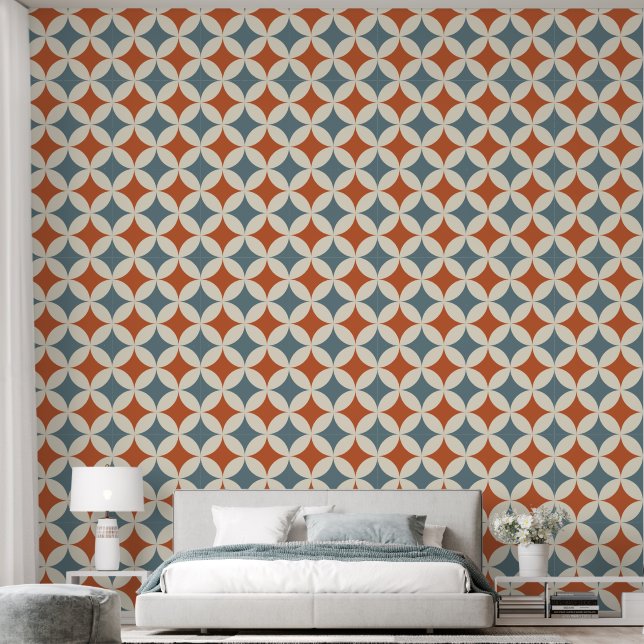 Retro Colours Mid Century Modern Circles Wallpaper (Bedroom)