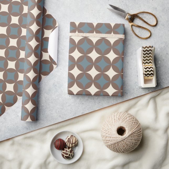 Retro Colours Mid Century Modern Circles Wrapping Paper (Crafts)