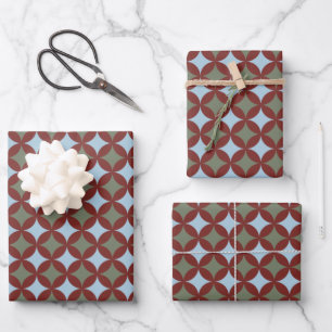 Retro Colours Mid Century Modern Circles Wrapping Paper Sheet