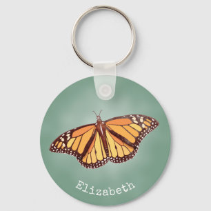 Retro colours Monarch Butterfly w wings open Key Ring