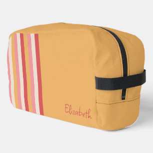 Retro Colours Orange Pink Gold Stripes Name Dopp Kit