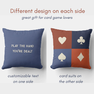 Retro colours Play The Hand You're Dealt, Card Gam Cushion