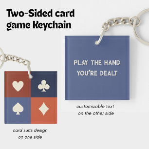 Retro colours Play The Hand You're Dealt, Card Gam Key Ring