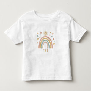 Retro Colours Rainbow and Sun Birthday Age Toddler T-Shirt