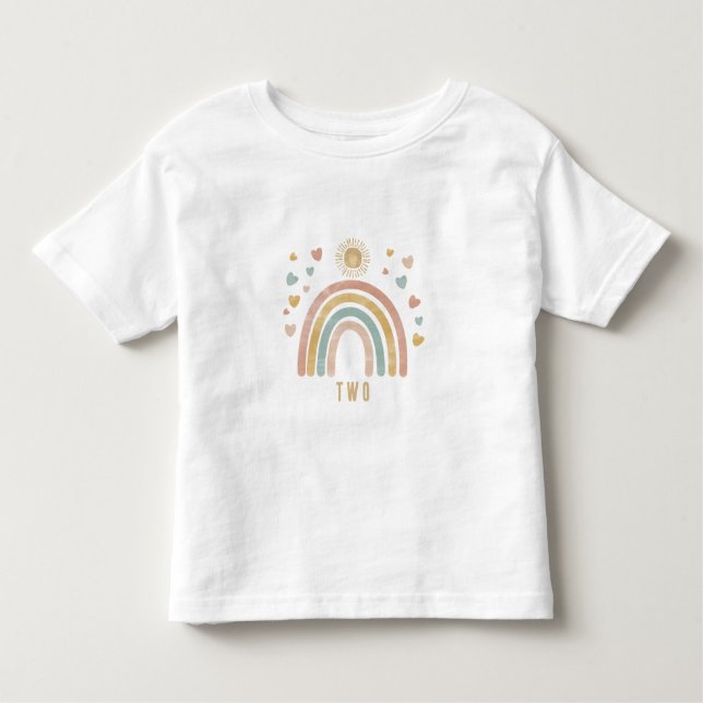Retro Colours Rainbow and Sun Birthday Age Toddler T-Shirt (Front)