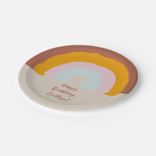Retro Colours Rainbow Doodle Custom Message Paper Plate