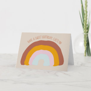 Retro Colours Rainbow Doodle Personalised Card