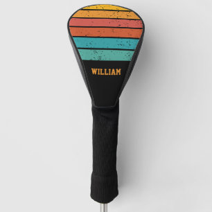 Retro Colours & Stripes Personalised Golf Head Cover