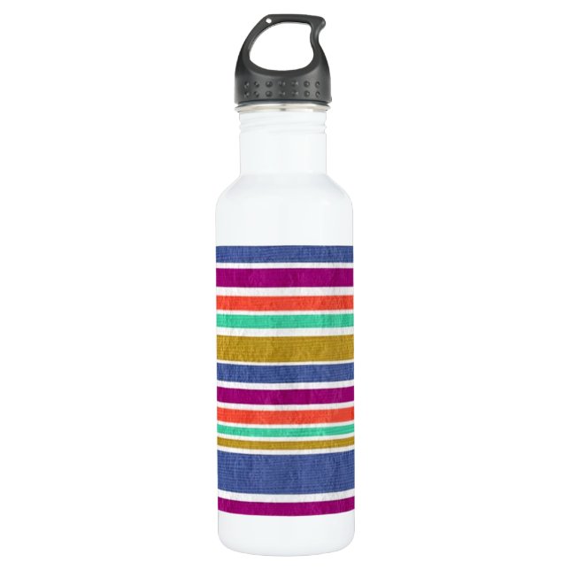 Retro Colours Textured Look Stripes 710 Ml Water Bottle (Front)
