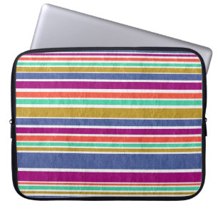 Retro Colours Textured Look Stripes Laptop Sleeve