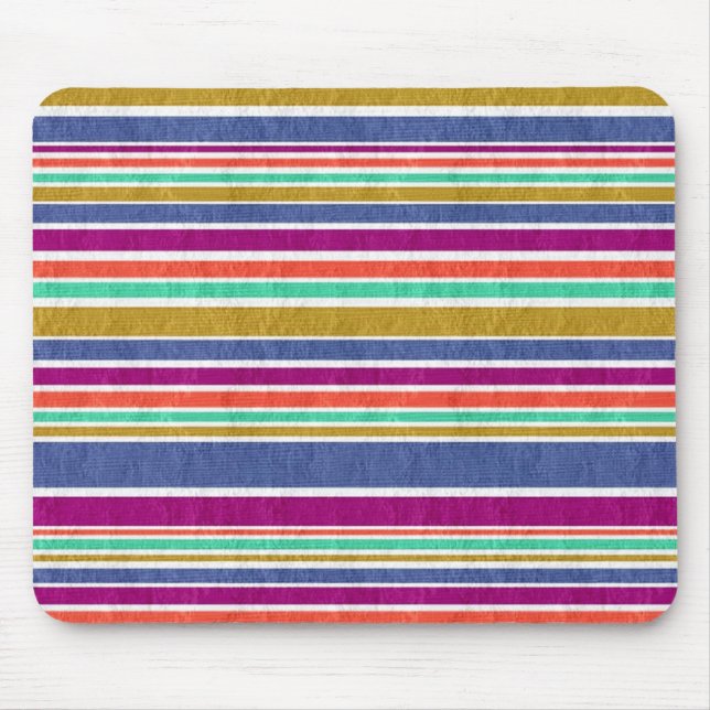 Retro Colours Textured Look Stripes Mouse Pad (Front)