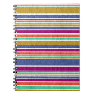 Retro Colours Textured Look Stripes Notebook