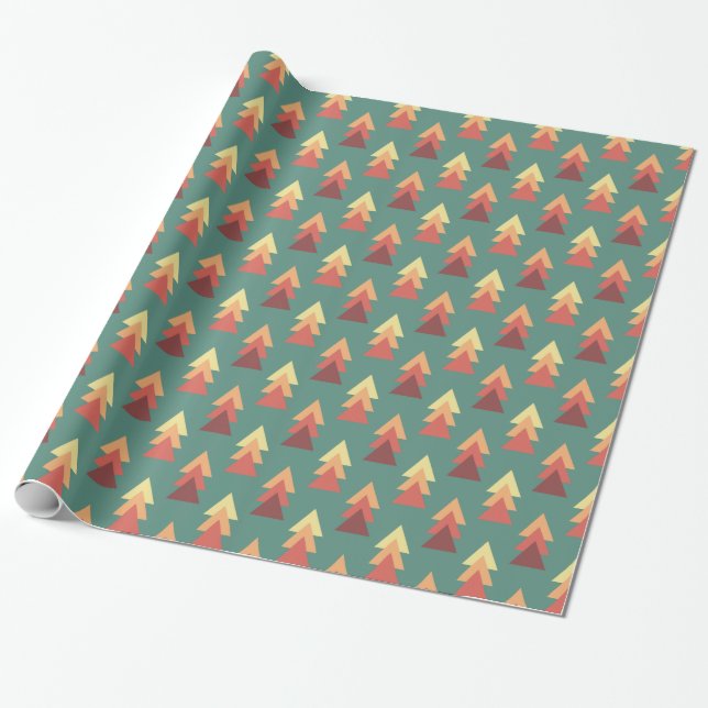 Retro Colours Triangles Wrapping Paper (Unrolled)
