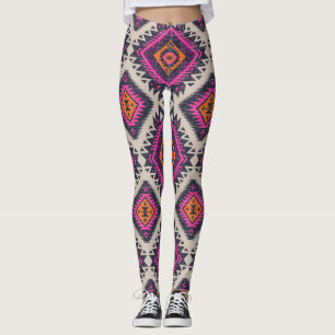 Retro colours, tribal Navajo design. Leggings